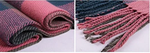 Vista 6 de Wander Agio bufanda larga y a la moda para mujer, diseño a cuadros, cálida, chal para invierno