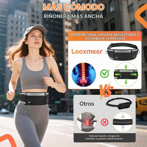 Vista 4 de Correa de perro manos libres con cinturón de cintura y bolsa con cremallera, correa de cintura resistente para correr, caminar, trotar y senderismo