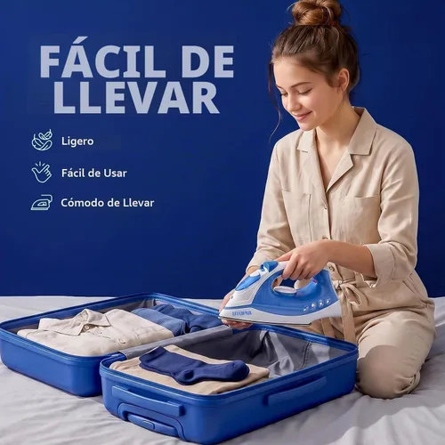 Vista 12 de Utopia Home plancha a vapor con base antiadherente - Tamaño pequeño y liviana - Ideal para viajar - Potente salida de vapor - Función de planchado