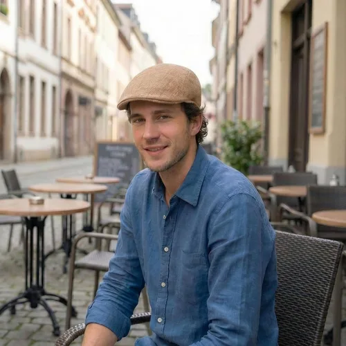 Vista 5 de meioro Gorra plana de verano para hombre, tejido de paja de lino, de algodón, transpirable, Gatsby Irish Cabbie Ivy Cap Caqui