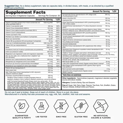 Vista 6 de Nature's Lab Six Daily Advanced Multivitamínico - Más de 90 nutrientes, minerales, antioxidantes, hierbas y alimentos integrales, 180 cápsulas