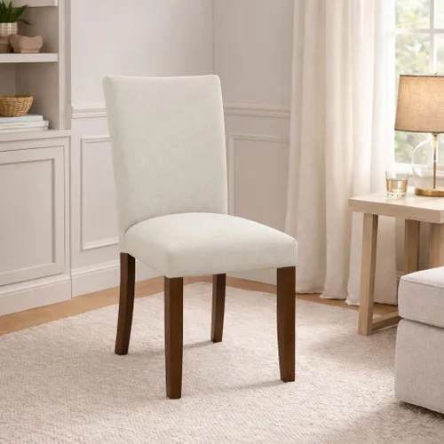 Vista 4 de HomePop Silla de comedor clásica Parsons - Tejido gris (juego de 2)