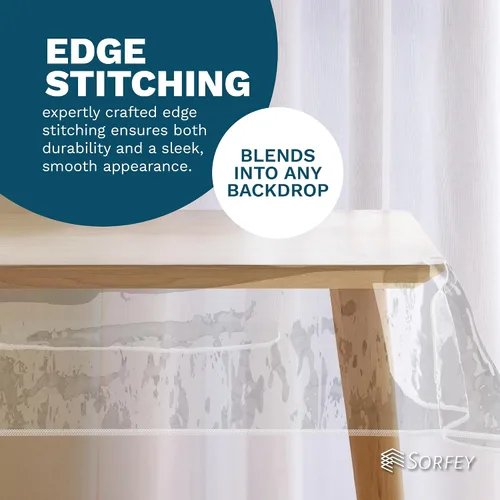 Vista 6 de Mantel de plástico para mesa, protector de mantel de plástico transparente, con borde, 60 x 84 pulgadas, rectangular, impermeable y resistente al