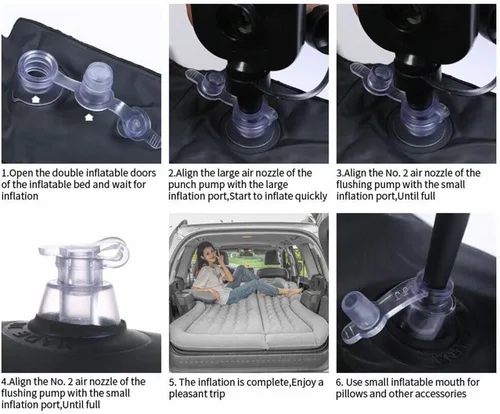 Vista 5 de Colchón inflable para cama de auto, cama de dormir portátil para viaje, cama de dormir con bomba de aire, cama de dormir con bomba de aire