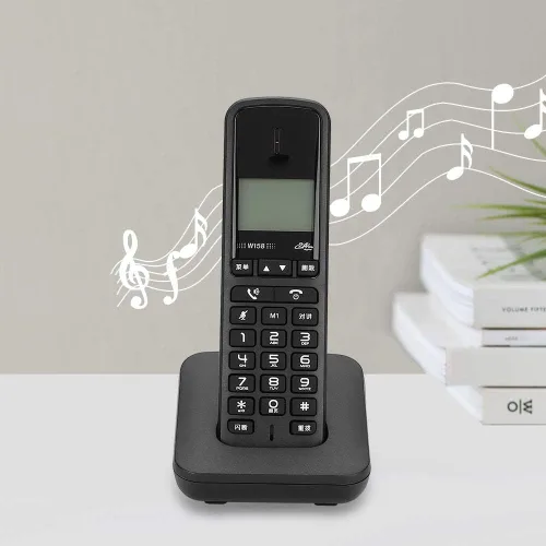Vista 2 de Intercomunicador telefónico inalámbrico digital con llamadas manos libres, 100-240V (negro)