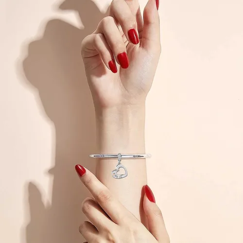 Vista 5 de KunBead Joyas de cumpleaños para hermana mayor, hermana pequeña, dijes colgantes de corazón, compatibles con pulseras Pandora, juego de collar