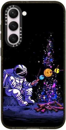 Vista 81 de CASETiFY Funda de impacto para Galaxy S22+ - Adhesivo Aries Moross, color negro transparente