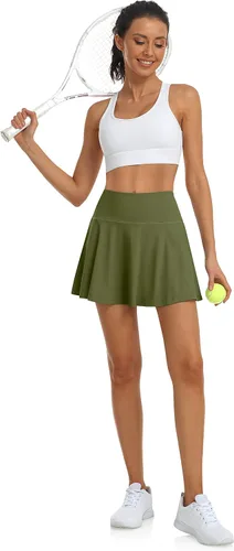 Vista 5 de UEU Faldas de tenis para mujer, plisadas, de cintura alta, para golf, atletismo, verano, mini falda pantalón con bolsillos cortos para correr y uso