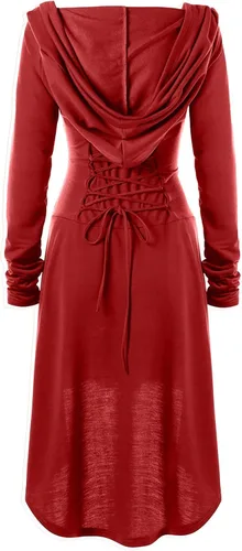 Vista 6 de Feancey Disfraz Steampunk para mujer, estilo gótico, vintage, con capucha, disfraz medieval, disfraz de bruja oscura, disfraz de cosplay