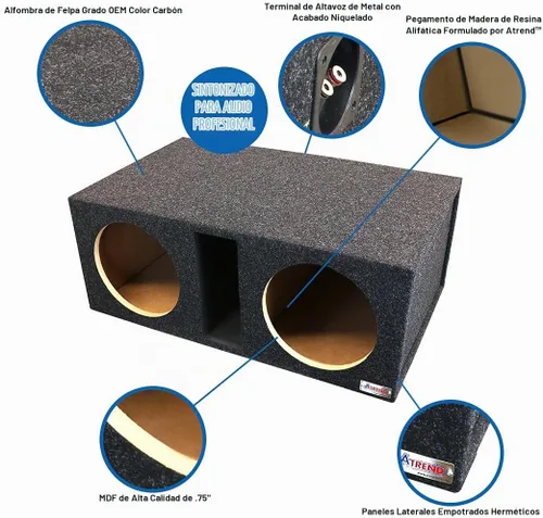 Vista 2 de Atrend Bbox Caja de subwoofer doble ventilada de 12 pulgadas – Pro Series Dual Vented SPL cajas de subwoofer para automóvil SPL – Caja de subwoofer
