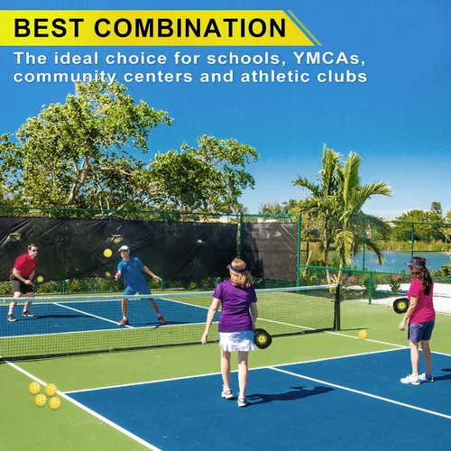 Vista 8 de Amicoson Paletas de pickleball - Juego de 4 paletas de madera, bolas para interiores y exteriores, agarre ergonómico, 8 bolas y 1 bolsa de transporte