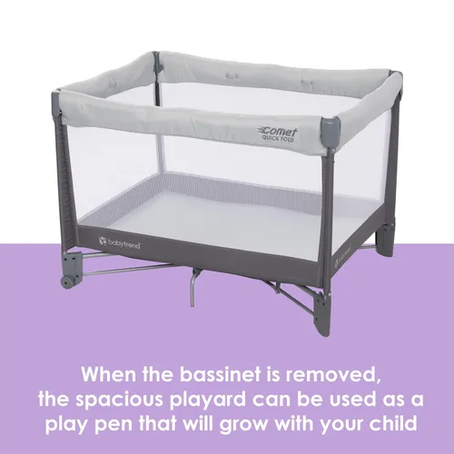 Vista 3 de Baby Trend Comet - Corral plegable rápido con moisés colgante, color gris desierto