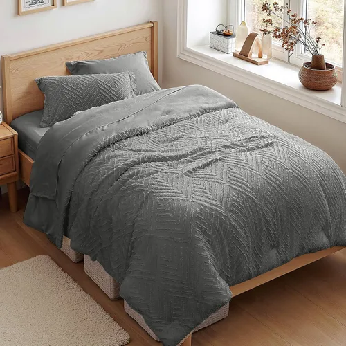 Vista 20 de Zzlpp Juego de edredón individual de 5 piezas, ropa de cama beige en una 01 - Beige