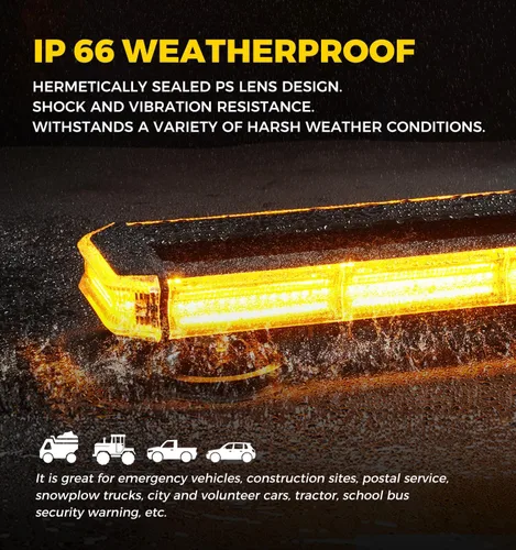 Vista 3 de Xprite Barra de luces estroboscópicas de emergencia para techo de 18 pulgadas, 150 LED, luces de advertencia intermitentes de servicio pesado