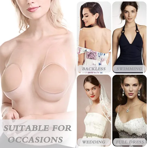 Vista 7 de FULNEW Backless Strapless Sticky Bra Push Up Adhesive Bra, Reusable Invisible Lifting Bra Breast Lift Nippleless Covers