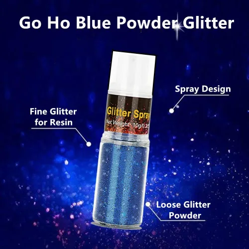 Vista 5 de Go Ho - Aerosol de purpurina para cabello y cuerpo, aerosol de purpurina en polvo seco azul para ropa, polvo de purpurina suelto para festivales