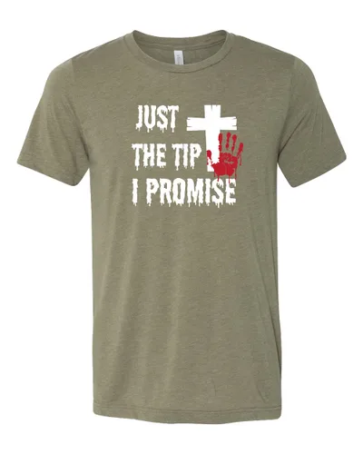 Vista 2 de Just the Tip I Promise Shirt, Halloween Spooky Shirt, Spooky Season Shirt, Christian Cross Shirt, Halloween Outfit