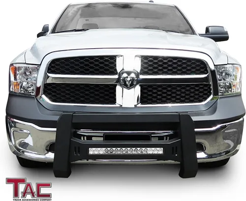 Vista 2 de TAC - Barra de toro modular con LED compatible con RAM 1500 2009-2018 RAM 1500 Classic 2019-2023 (excluye Rebel y Warlock), protector de cepillo