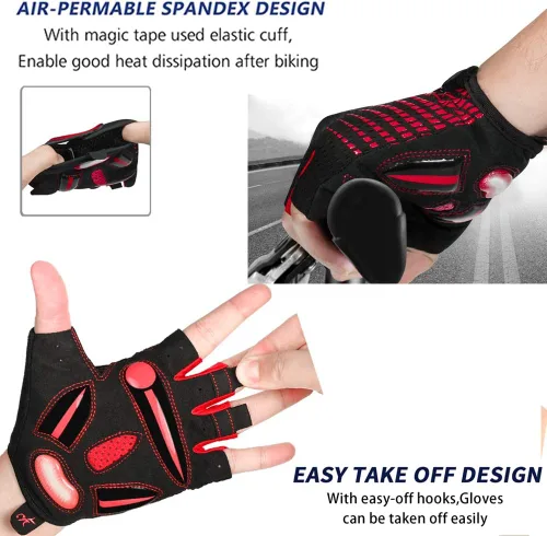 Vista 4 de MOREOK Guantes de ciclismo para hombres y mujeres con almohadilla de gel de 0.197 in - Bicicleta de carretera MTB, ciclismo, entrenamiento