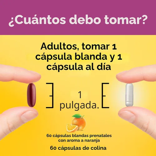 Vista 5 de Nature Made Cápsulas blandas prenatales de vitaminas + cápsulas de colina, ácido fólico + DHA + colina, 60 vitaminas prenatales para mujeres, 60