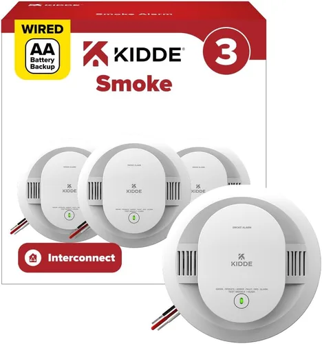 Vista 14 de Kidde, 20SAR, detector de humo cableado, batería de reserva AA, interconectable, indicadores de luz de advertencia LED