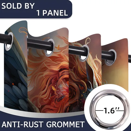 Vista 4 de Cortinas opacas de animales de fantasía para puertas, unicornio encantado, cortina opaca para armario de dormitorio de niños, aislamiento térmico