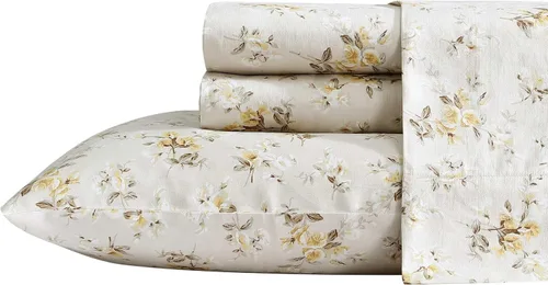 Vista 8 de Laura Ashley - Juego de sábanas individuales con sábana bajera y funda de Bettinas Blooms Rojo