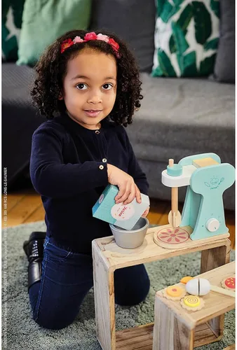 Vista 2 de Janod - Juego de mezclador pequeño de madera - Juguete de cocina Make-Believe - 6 accesorios incluidos - Adecuado para edades de 8 años en adelante