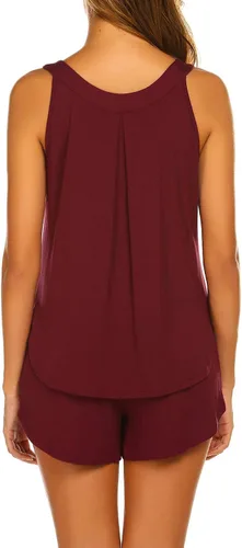 Vista 4 de Ekouaer conjunto de pijama para mujer con camiseta sin mangas y pantalones cortos