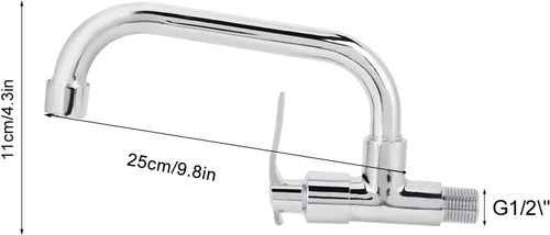 Vista 2 de Grifo de cocina de montaje en pared, grifo de cocina extraíble G12 pulgadas, grifo de agua fría, grifo de fregadero de lavabo de lavado individual
