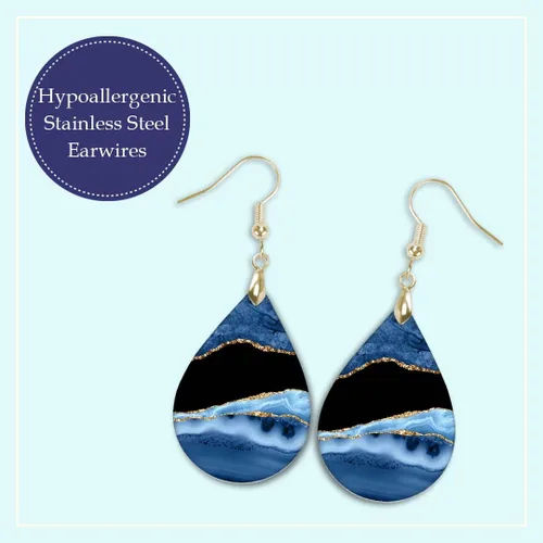 Vista 82 de Dangle Earrings for Women Colorful Dangling Drop Statement Jewelry Printed MDF Wood Teardrop Double Side Print Handmade by The Painted Pug