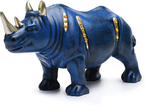 Vista 8 de BRASSTAR Estatua de rinoceronte de resina Estatua de animales de rinoceronte figura coleccionable Regalo coleccionable Decoración de oficina en casa