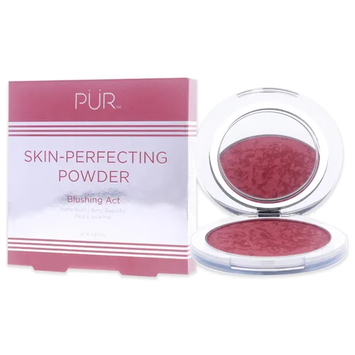 Vista 4 de PÜR Blushing Act - Polvo perfeccionador de la piel, acabado mate satinado, cobertura construible, libre de crueldad, 0.28 onzas