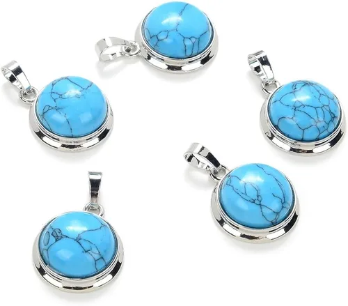 Vista 6 de Adabele Colgante redondo de piedra semipreciosa natural de 0.787 in para mujeres y hombres, aretes, pulsera, collar, llavero, joyería de chakras