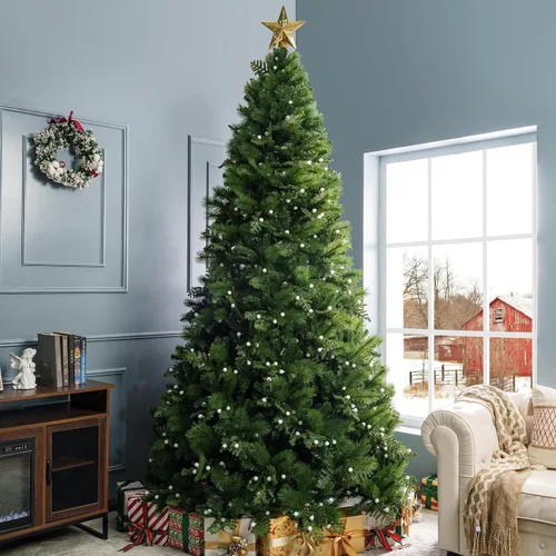 Vista 15 de Naomi Home Darla - Árbol de Navidad flocado de nieve preiluminado de 7.5 Esmerilado con proyector