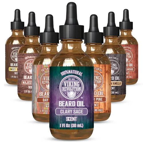 Vista 14 de Viking Revolution Aceite de barba de ron de bahía para hombres, suavizante y acondicionador natural con aceites de argán y jojoba para fortalecer e