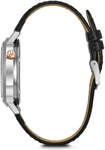 Vista 2 de Bulova Reloj analógico automático para hombre con correa de piel 98A187, negro, 1.614 in, correa, Negro -, Correa