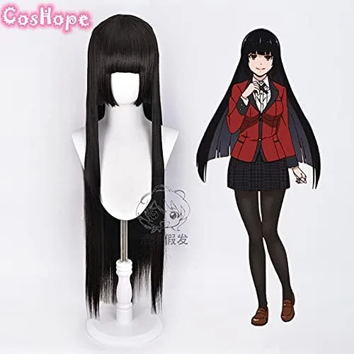Vista 2 de Peluca de cosplay Yumeko Jabami Kakegurui Cosplay mujeres larga recta negro peluca Cosplay Anime Cosplay Cosplay Pelucas sintéticas resistentes al