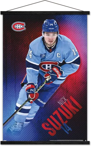 Vista 8 de Trends International NHL Montreal Canadiens - Póster de pared de Nick Suzuki 23, 22.37 x 34.00 pulgadas, paquete de impresión premium y colgador