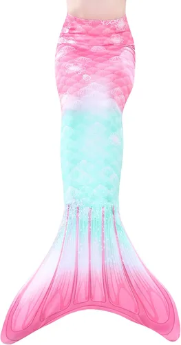 Vista 3 de Traje de baño de cola de sirena con monoaleta para niñas, conjunto de bikini