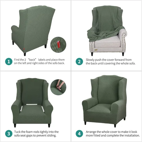 Vista 6 de YEMYHOM Funda elástica para silla con respaldo de 1 pieza con diseño jacquard más reciente, funda para silla con respaldo antideslizante, protector