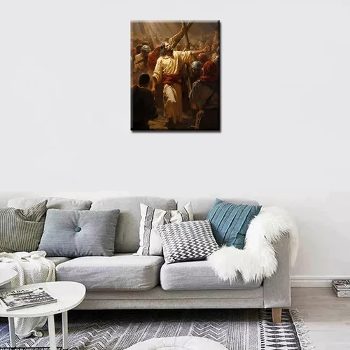 Vista 3 de Everyone Gathered Around Jesus - Pintura por números para adultos, principiantes, niños, kit de pintura al óleo sobre lienzo con pinceles, pigmento