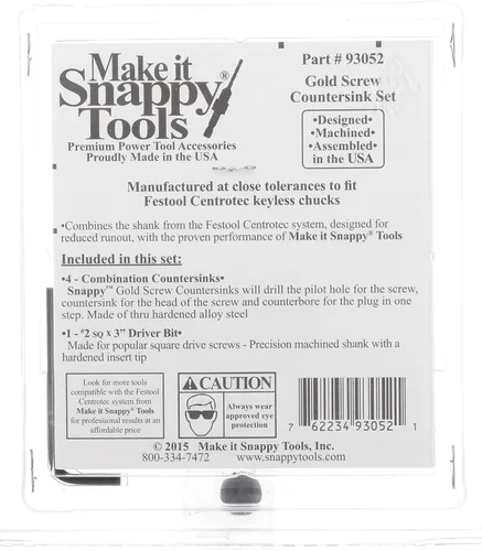 Vista 3 de Make it Snappy Tools - Juego de 4 brocas avellanadoras compatibles con mandriles Centrotec Festool