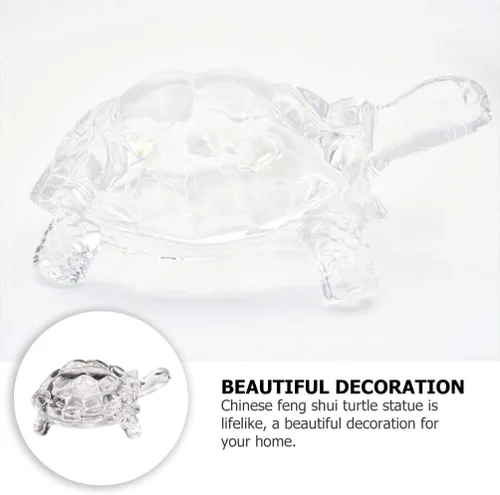 Vista 8 de WINOMO Estatua de tortuga de cristal Feng Shui, tortuga de cristal transparente para decoración de acuario, paz, prosperidad y energía positiva