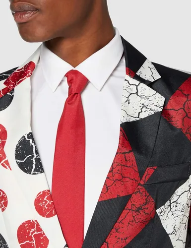 Vista 5 de SUITMEISTER Traje estampado de Halloween para hombre, disfraz de fiesta de cosplay, chaqueta ajustada para adultos, pantalones y corbata..