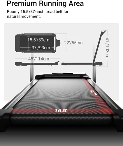 Vista 5 de 3-in-1 Foldable Treadmill with 300 LBS Capacity, 15% Walking Pad Treadmills for Home and Office, 2.5 HP Under Desk Treadmill with Quiet Brushless