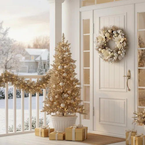 Vista 4 de Valery Madelyn Corona de Navidad de 24 pulgadas preiluminada para puerta delantera con luces, corona de Navidad iluminada plegable para exteriores