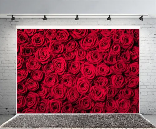 Vista 2 de Yeele Fondo de fotografía floral de rosa roja de 9 x 6 pies, pétalos de flores, romántico, dulce, novia, fiesta, fotografía, fondos de fondo