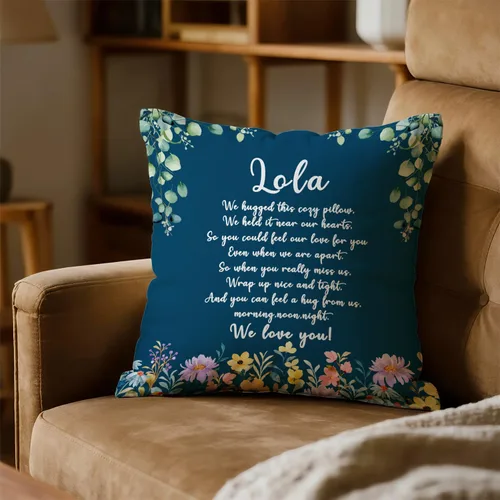Vista 3 de Lola - Fundas de almohada, regalos conmovedores para la abuela Lola, almohada de cojín floral acogedora para abuelo, 18 x 18 pulgadas