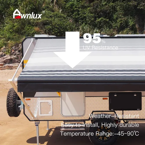 Vista 2 de AWNLUX Tela de Repuesto para Toldo de RV Vinilo Impermeable Pantalla de Sombra para Toldos Camping Ajuste Universal Tela Protector Solar Bloqueador